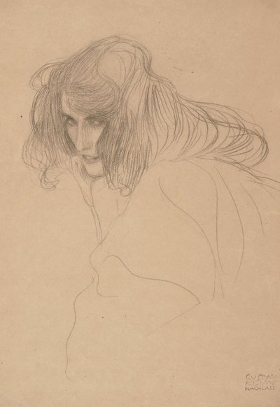 Tête de femme en profil trois-quarts (étude pour la Frise Beethoven), 1901-1902 - Gustav Klimt